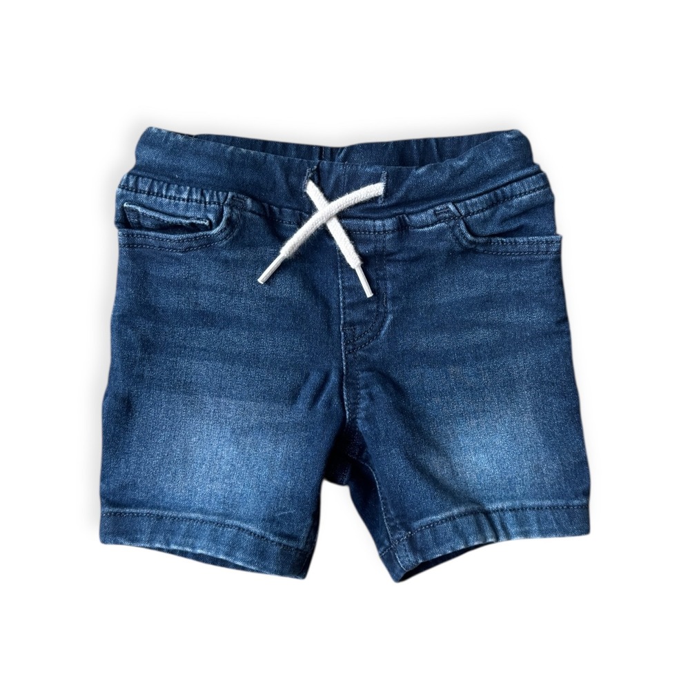 Okie Dokie Kids Denim Jean Shorts Elastic Waist Drawstring Blue Size 2T